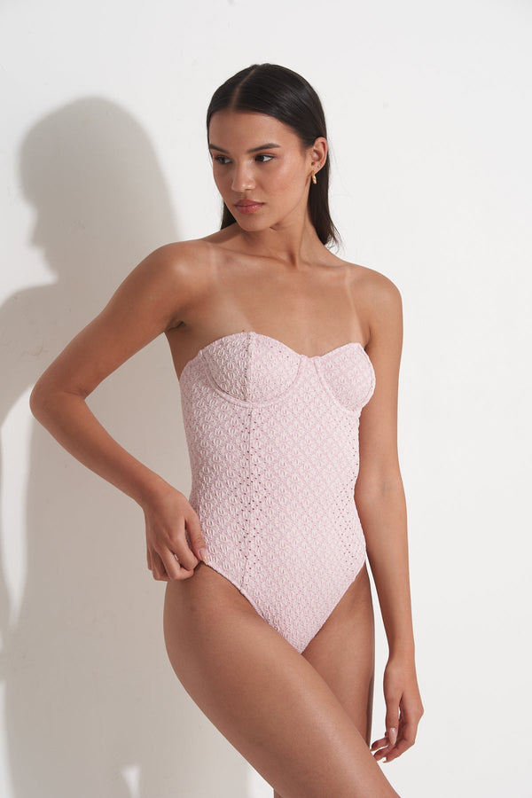 PILPEL CROCHET BANDEAU ONE PIECE  IN PINK
