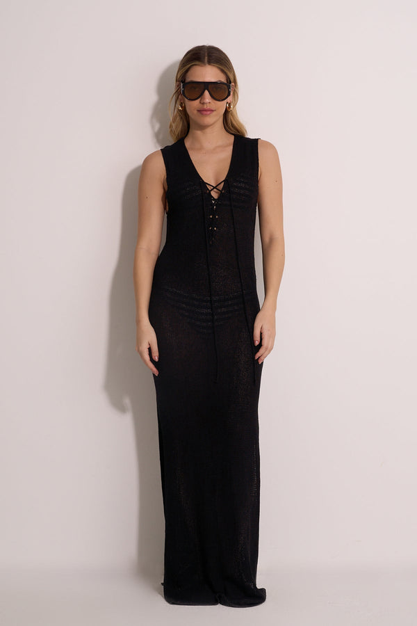 CROCHET BEACH DRESS - BLACK