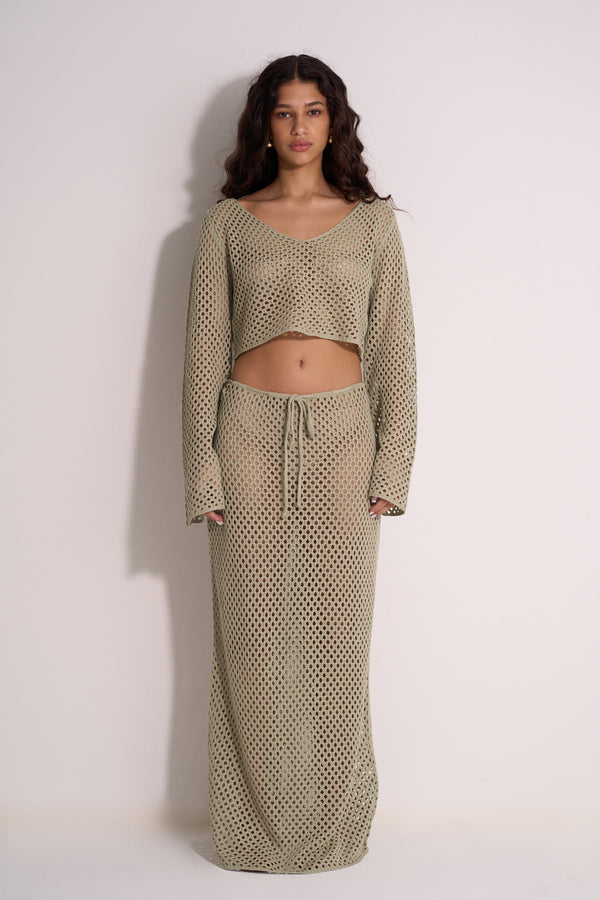 GREEN CROCHET BEACH SET