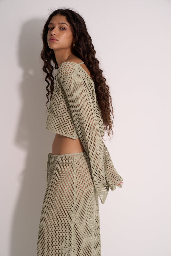 GREEN CROCHET BEACH SET