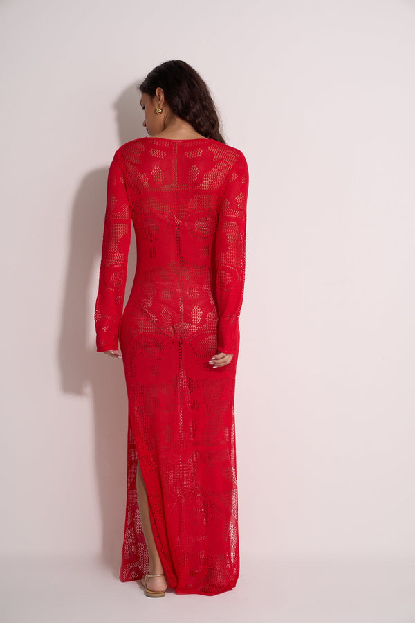 CROCHET BEACH DRESS - RED