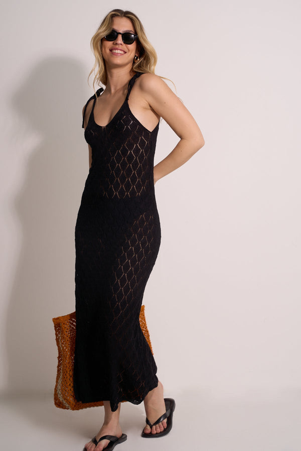 CROCHET BEACH DRESS - BLACK