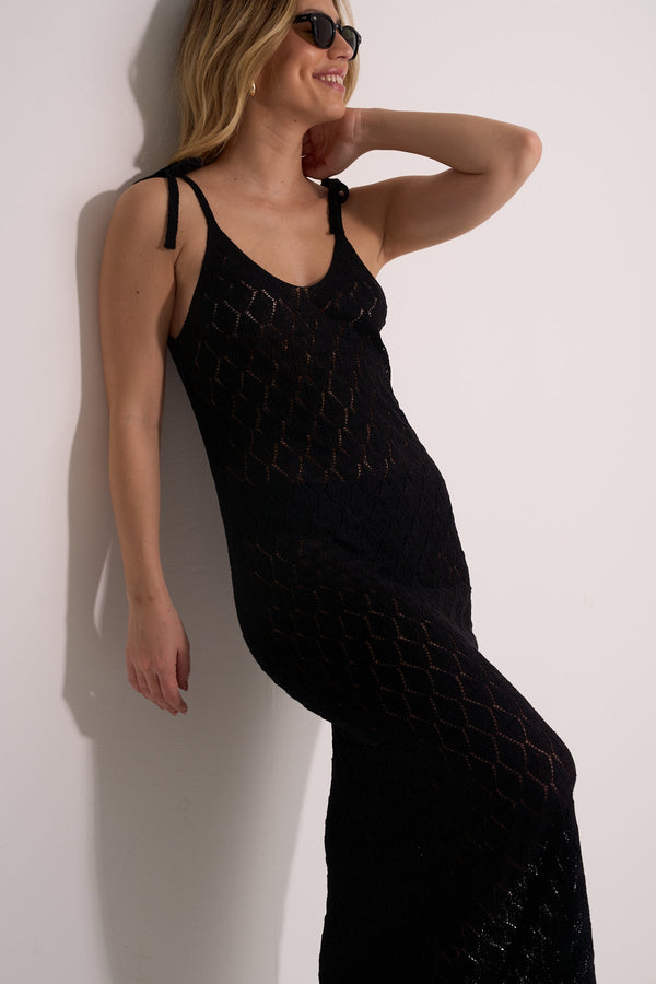 CROCHET BEACH DRESS - BLACK