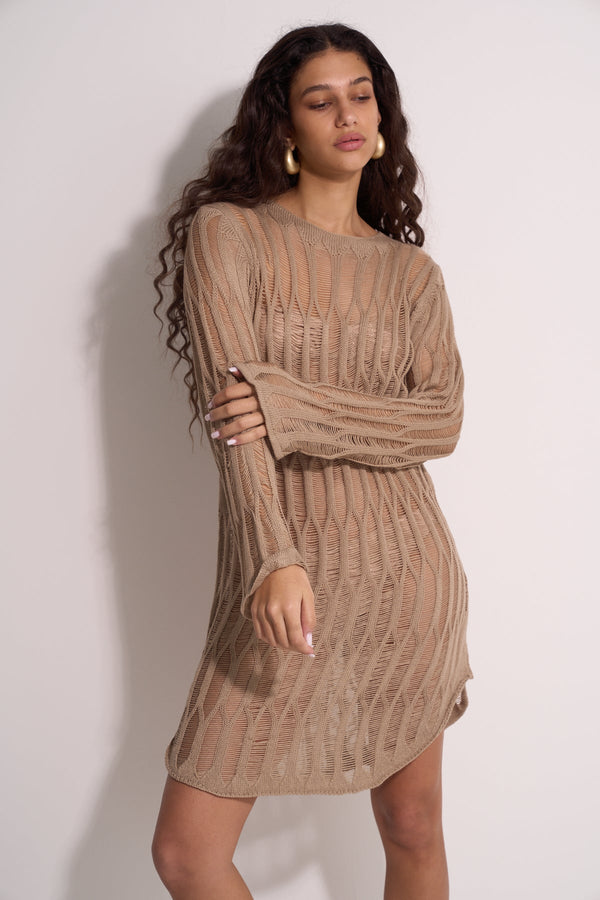 CROCHET BEACH DRESS - MOCHA