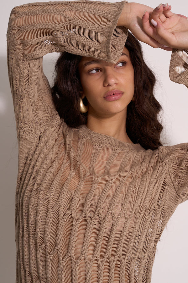 CROCHET BEACH DRESS - MOCHA