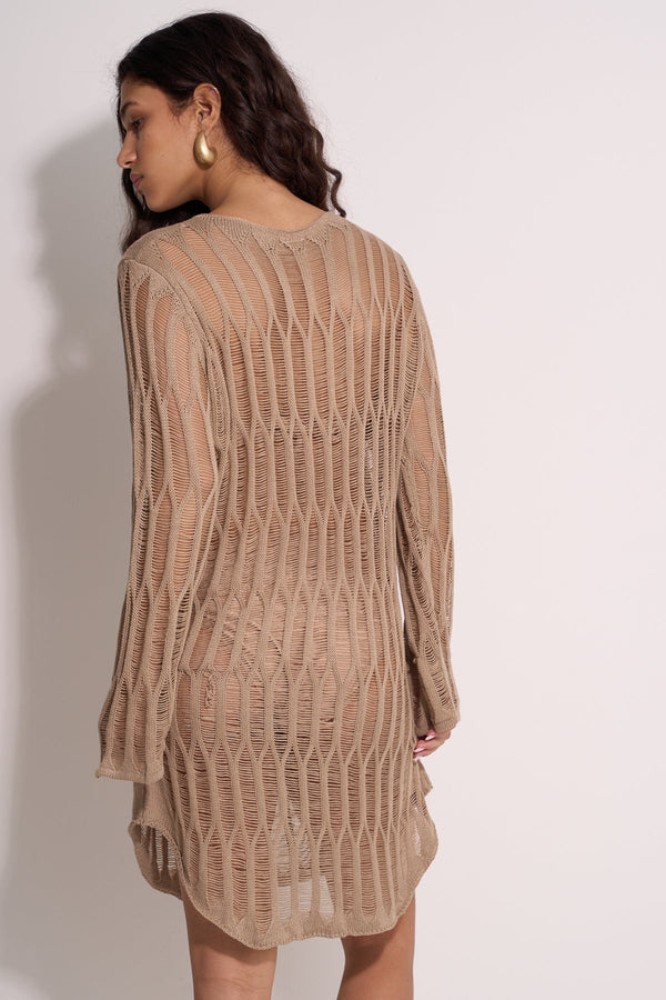 CROCHET BEACH DRESS - MOCHA