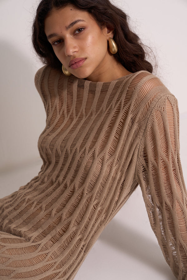 CROCHET BEACH DRESS - MOCHA