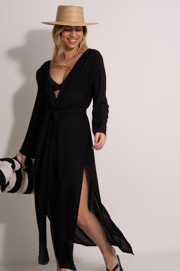 KIMONO BEACHWEAR - BLACK