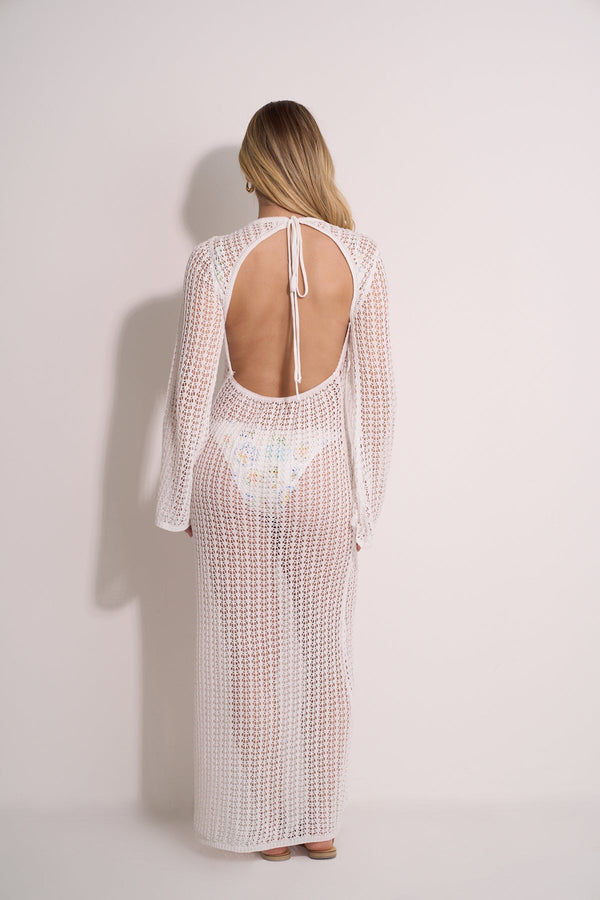 MAXI KNIT BEACH DRESS - IVORY