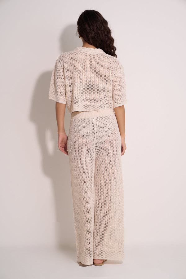 CROCHET KNIT PANTS - BEIGE