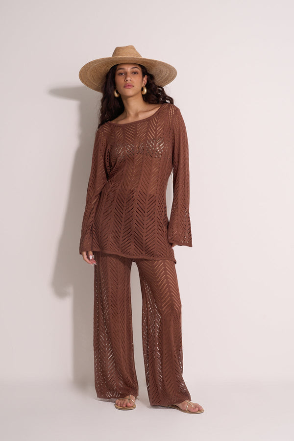 CROCHET PANTS - BROWN