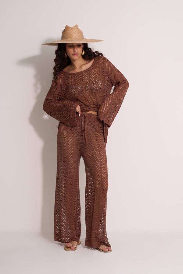 CROCHET PANTS - BROWN