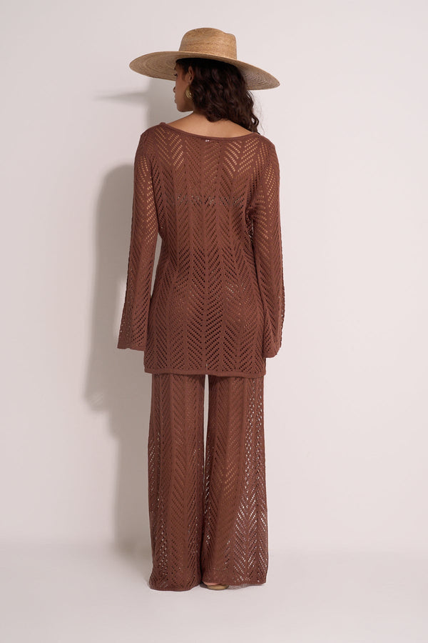 CROCHET PANTS - BROWN