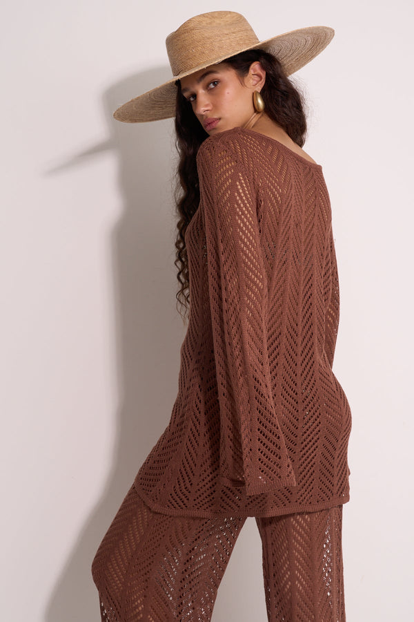CROCHET TUNIC - BROWN