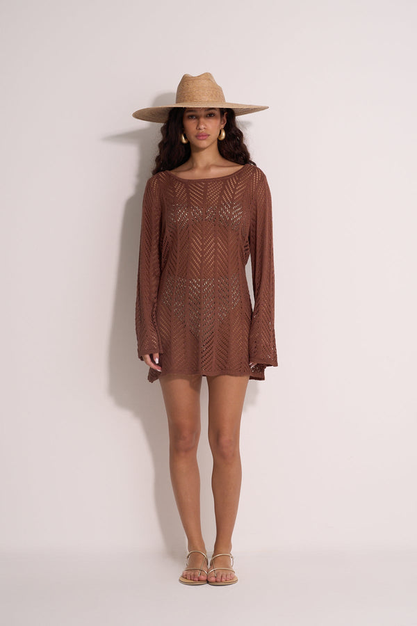 CROCHET TUNIC - BROWN