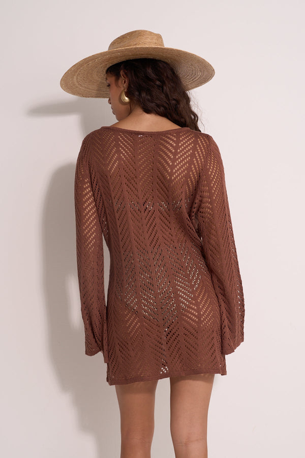 CROCHET TUNIC - BROWN