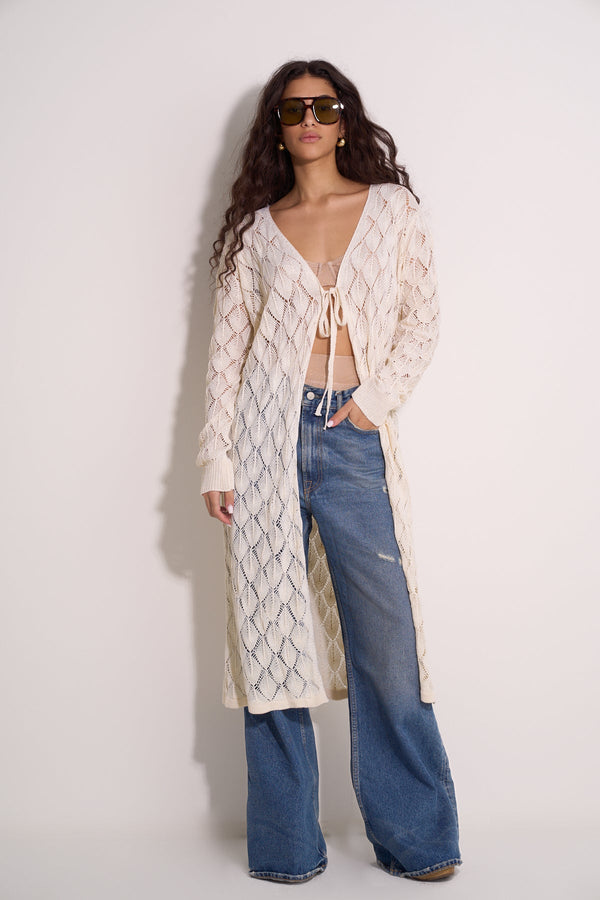 BEIGE CROCHET BEACH KAFTAN