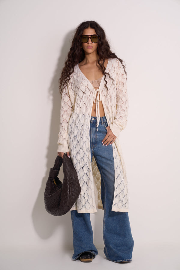 BEIGE CROCHET BEACH KAFTAN