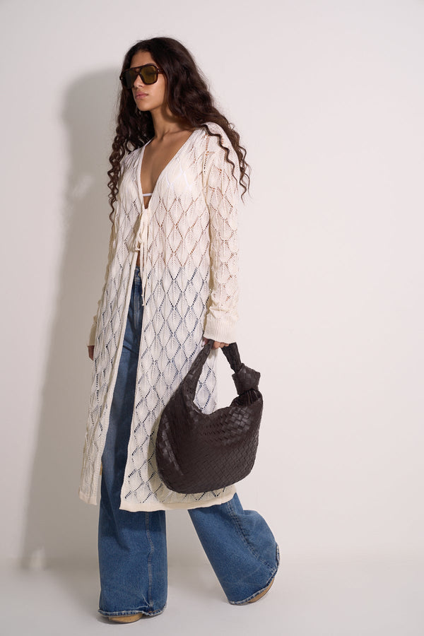 BEIGE CROCHET BEACH KAFTAN