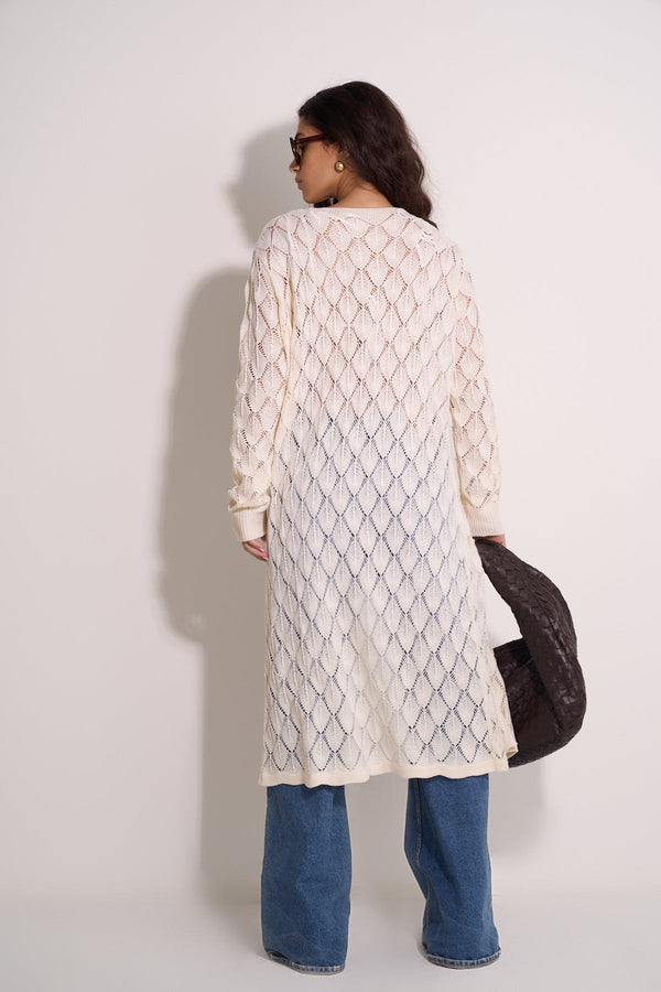 BEIGE CROCHET BEACH KAFTAN
