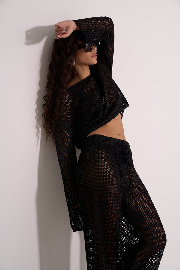 CROCHET PANTS - BLACK