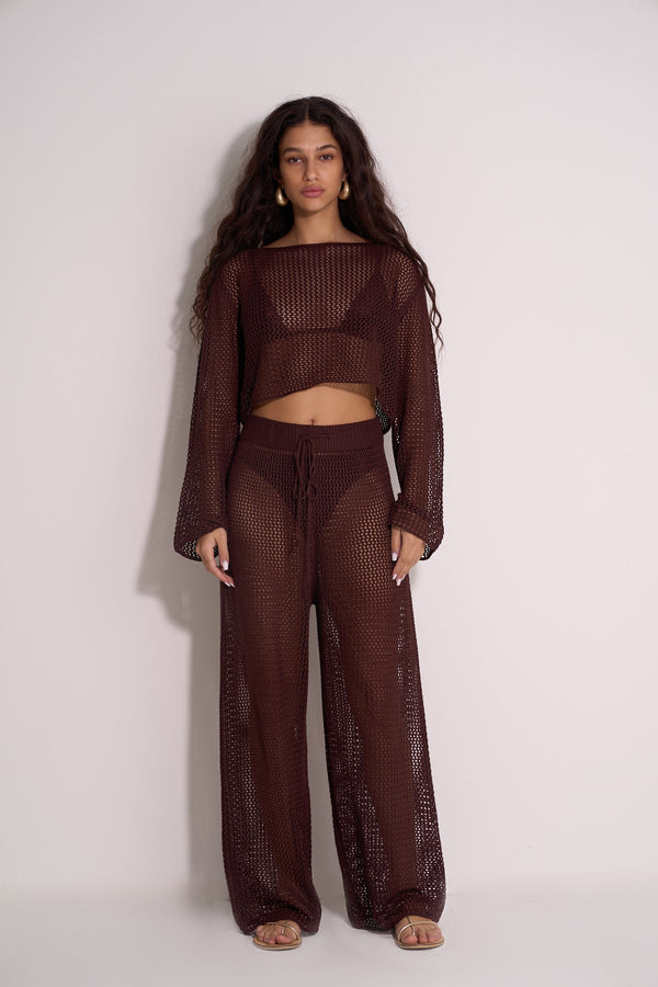 CROCHET PANTS - BROWN