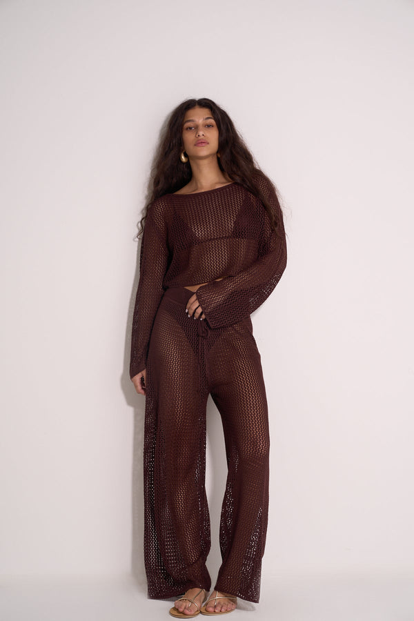 CROCHET PANTS - BROWN
