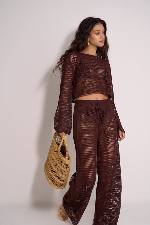 CROCHET PANTS - BROWN
