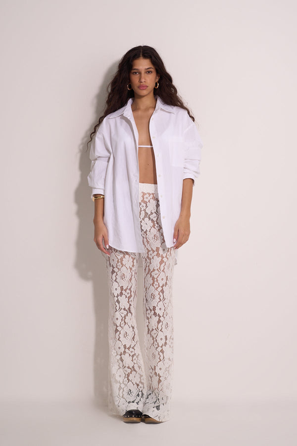 LACE BEACH PANTS - WHITE