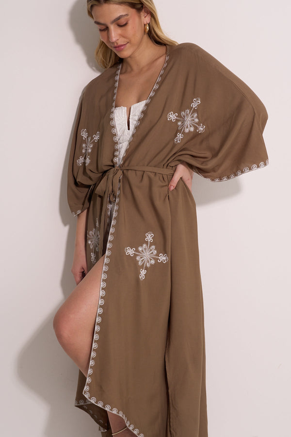 BEACH KIMONO - KHAKI
