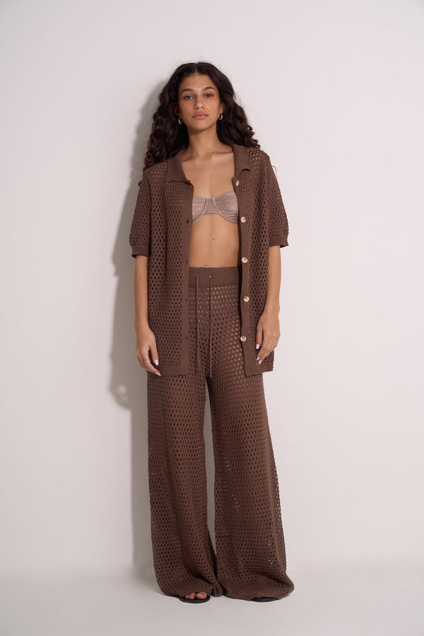 CROCHET PANTS - BROWN