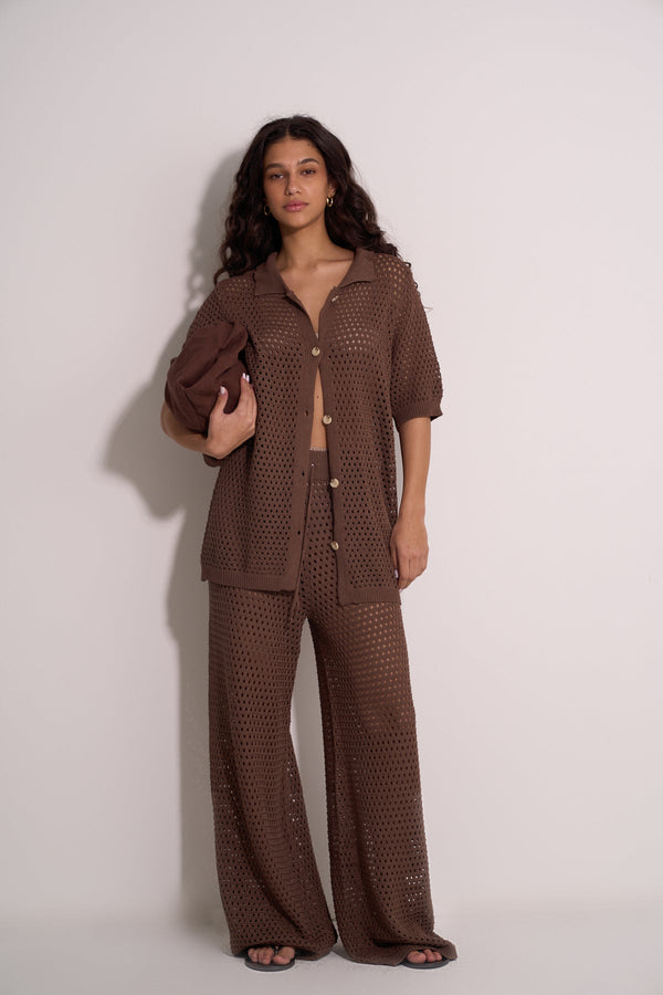 CROCHET PANTS - BROWN
