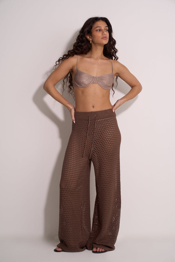 CROCHET PANTS - BROWN
