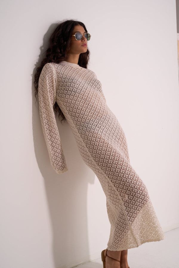 CROCHET BEACH DRESS - CREAM