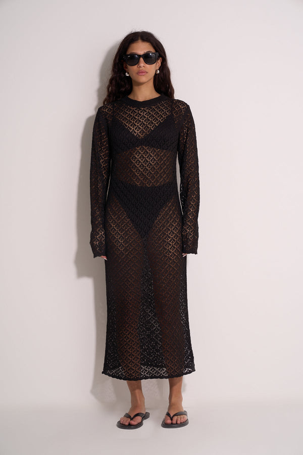 CROCHET BEACH DRESS - BLACK