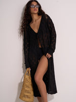 BLACK CROCHET KAFTAN