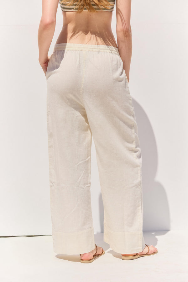 SORRENTO WIDE-LEG LINEN PANTS IN BEIGE