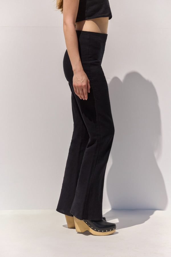 SORRENTO LINEN WIDE LEG PANT IN BLACK