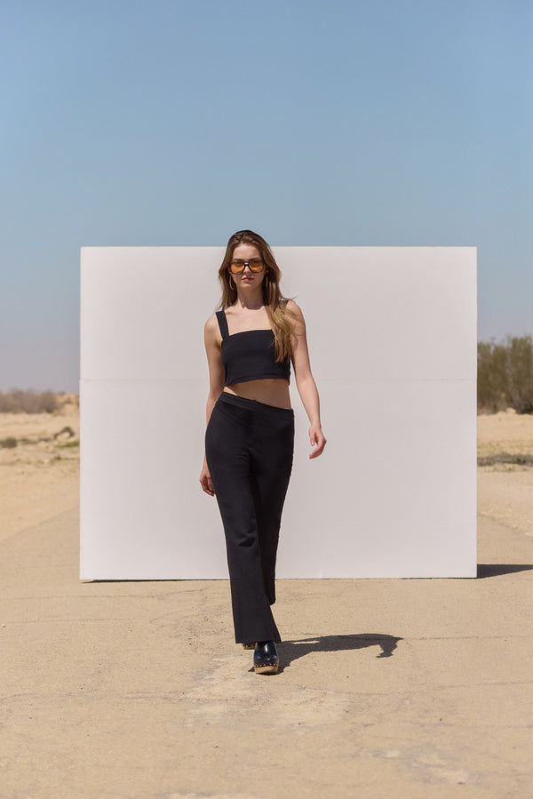 SORRENTO LINEN WIDE LEG PANT IN BLACK
