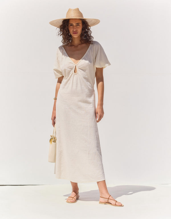 SORRENTO V-NECK MAXI DRESS IN CREAM