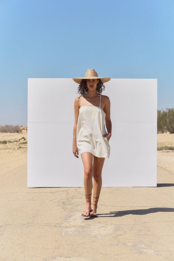 SORRENTO LINEN MINI DRESS IN CREAM