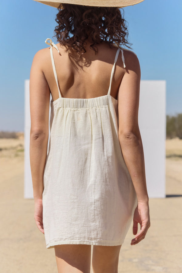 SORRENTO LINEN MINI DRESS IN CREAM