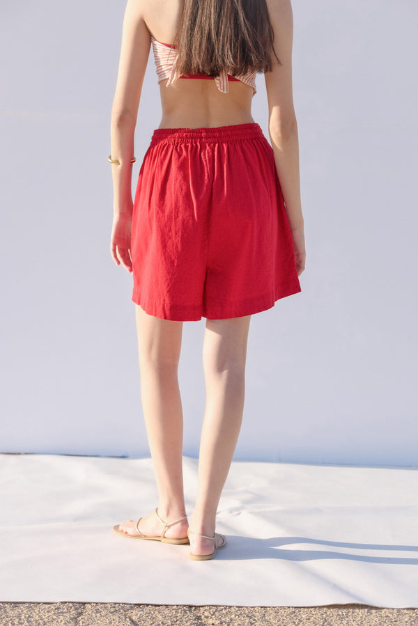 SORRENTO LINEN BERMUDA PANTS IN RED