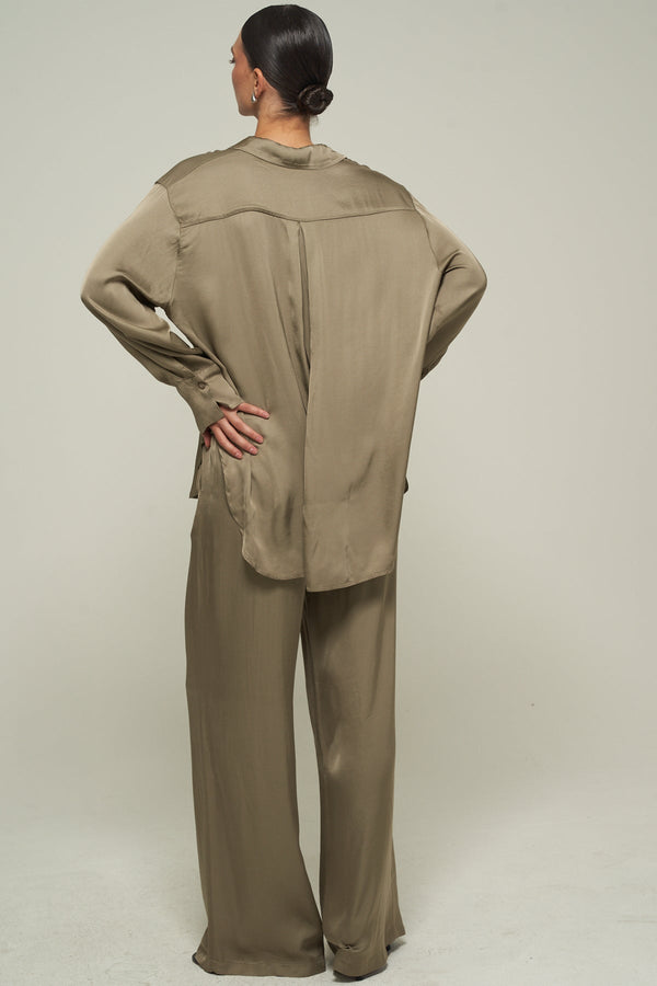 SATIN SHIRT IN KHAKI