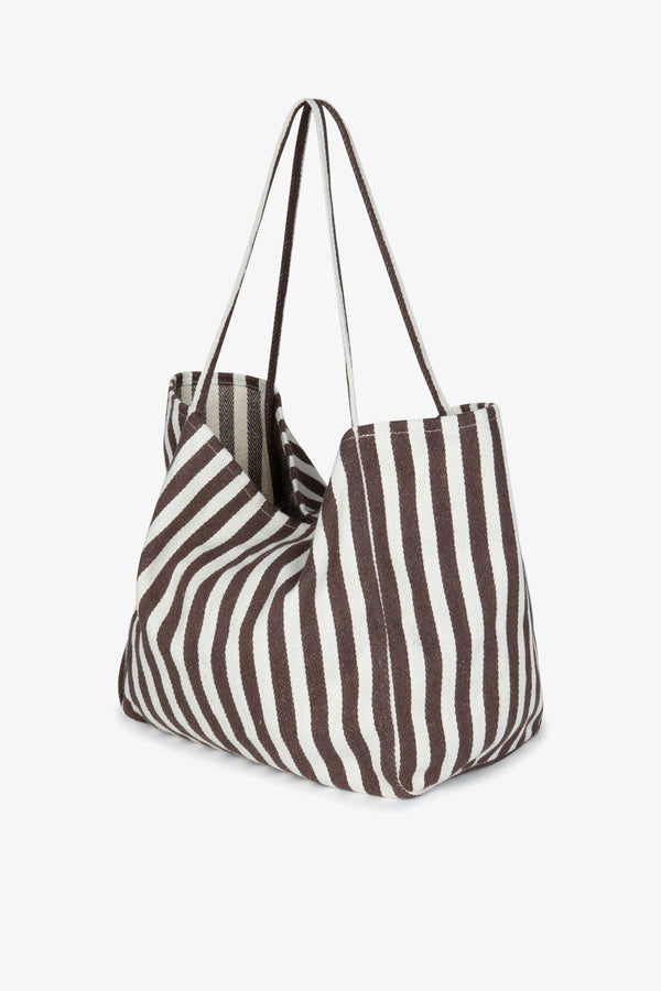 SHOULDER BAG -BROWN STRIPS