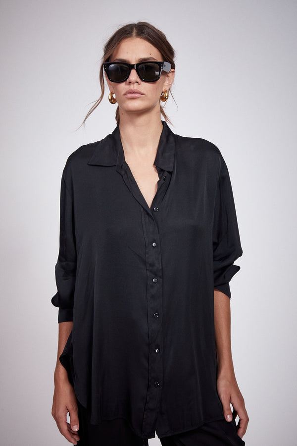 Satin, Button-up Blouse