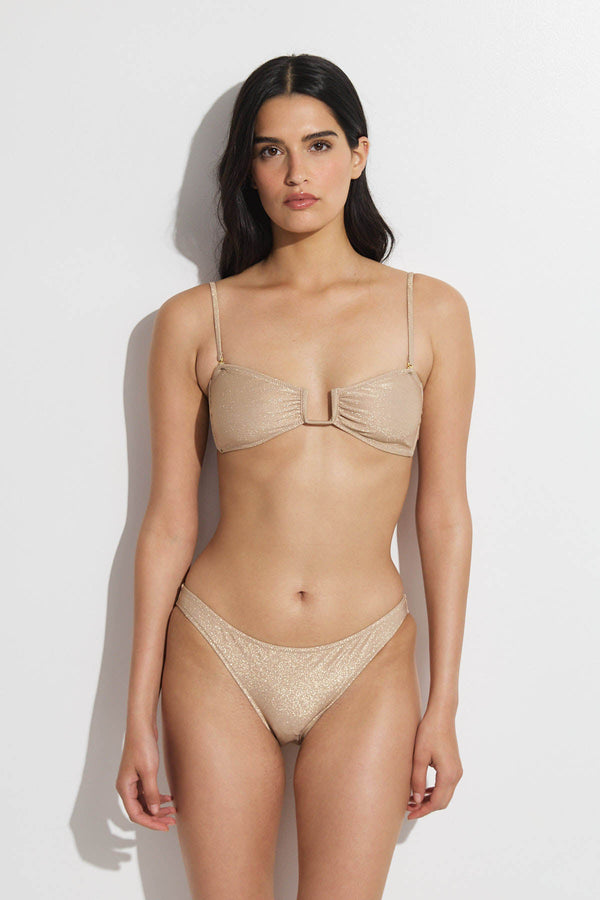SIMPLY GOTTEX BANDEAU BIKINI TOP IN GOLD LUREX