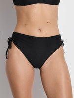 GOTTEX SIMPLY WAFFLE TEXTURED HIGH WAIST BIKINI BOTTOM WITH STRING TIES IN BLACK
