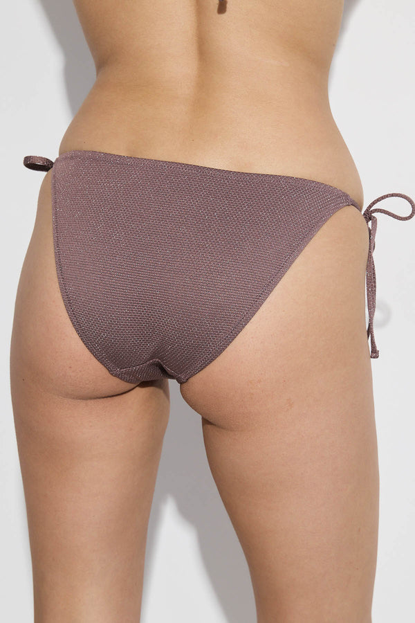 GOTTEX SIMPLY LUREX WAFFLE BIKINI BOTTOM WITH STRING TIES IN BROWN