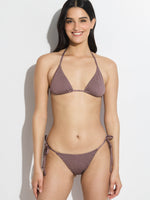GOTTEX SIMPLY TRIANGLE LUREX WAFFLE BIKINI TOP IN BROWN